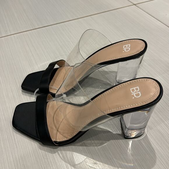 BP Naomi Clear Block Heel Sandals in Black/ Clear Straps. - Picture 5 of 10